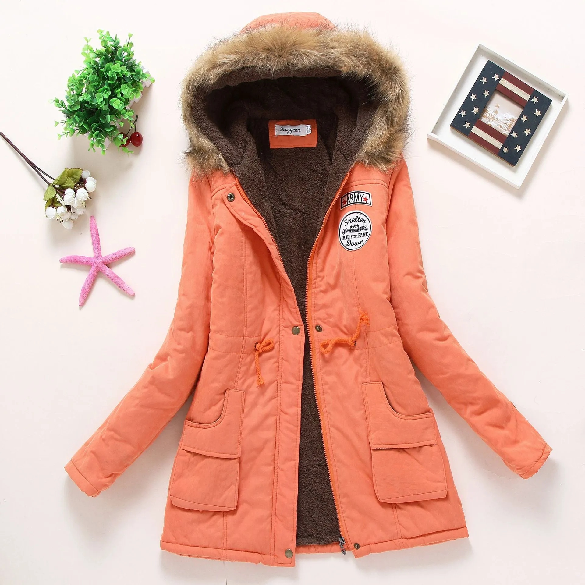 Women&#39;s Casual Hooded Jacket Polyester 2022 Autumn Winter New Female Long sleeved lamb Coats Ladies Parkas S-3XL