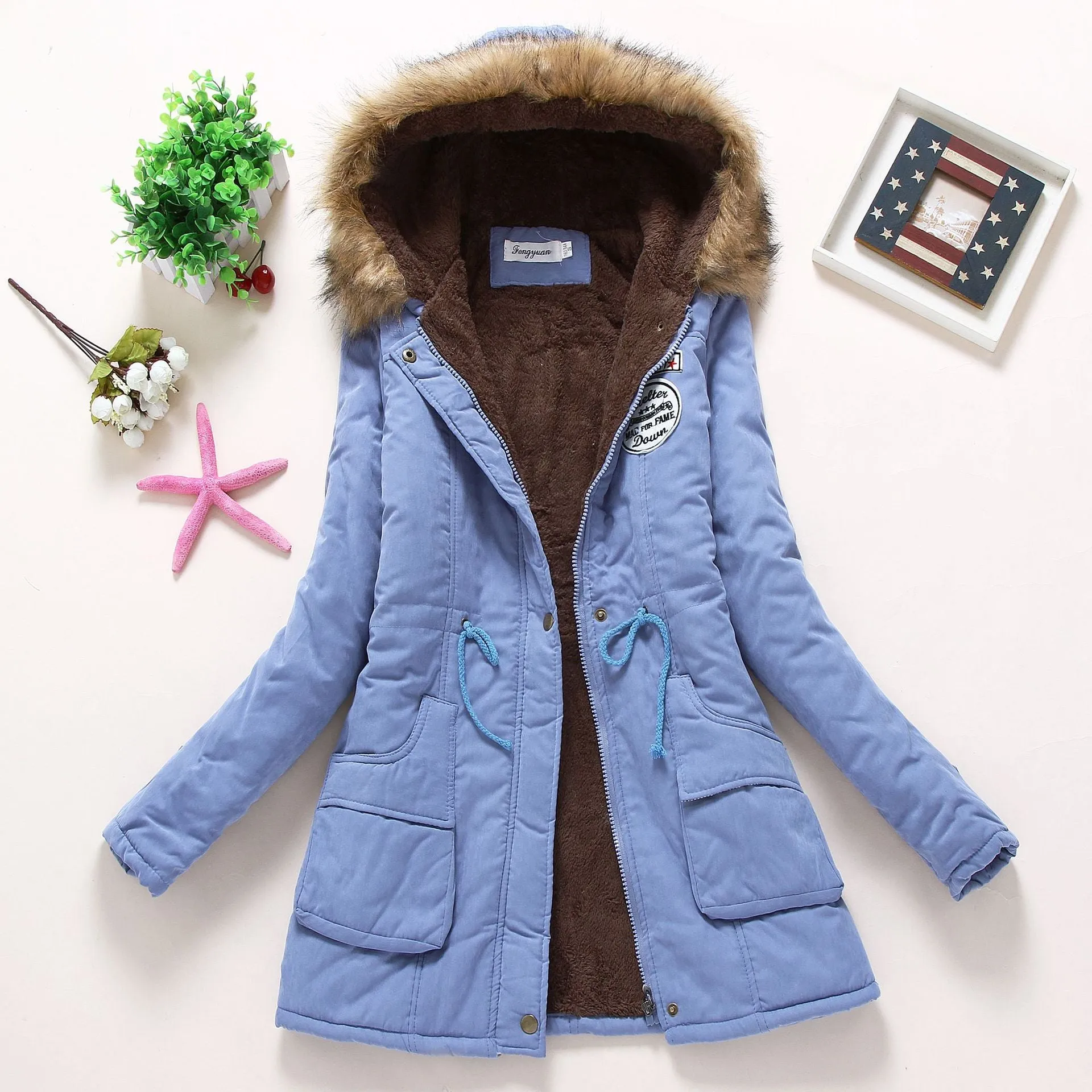 Women&#39;s Casual Hooded Jacket Polyester 2022 Autumn Winter New Female Long sleeved lamb Coats Ladies Parkas S-3XL