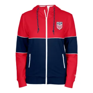 Women's New Era USMNT Full Zip Blocked Red Hoodie