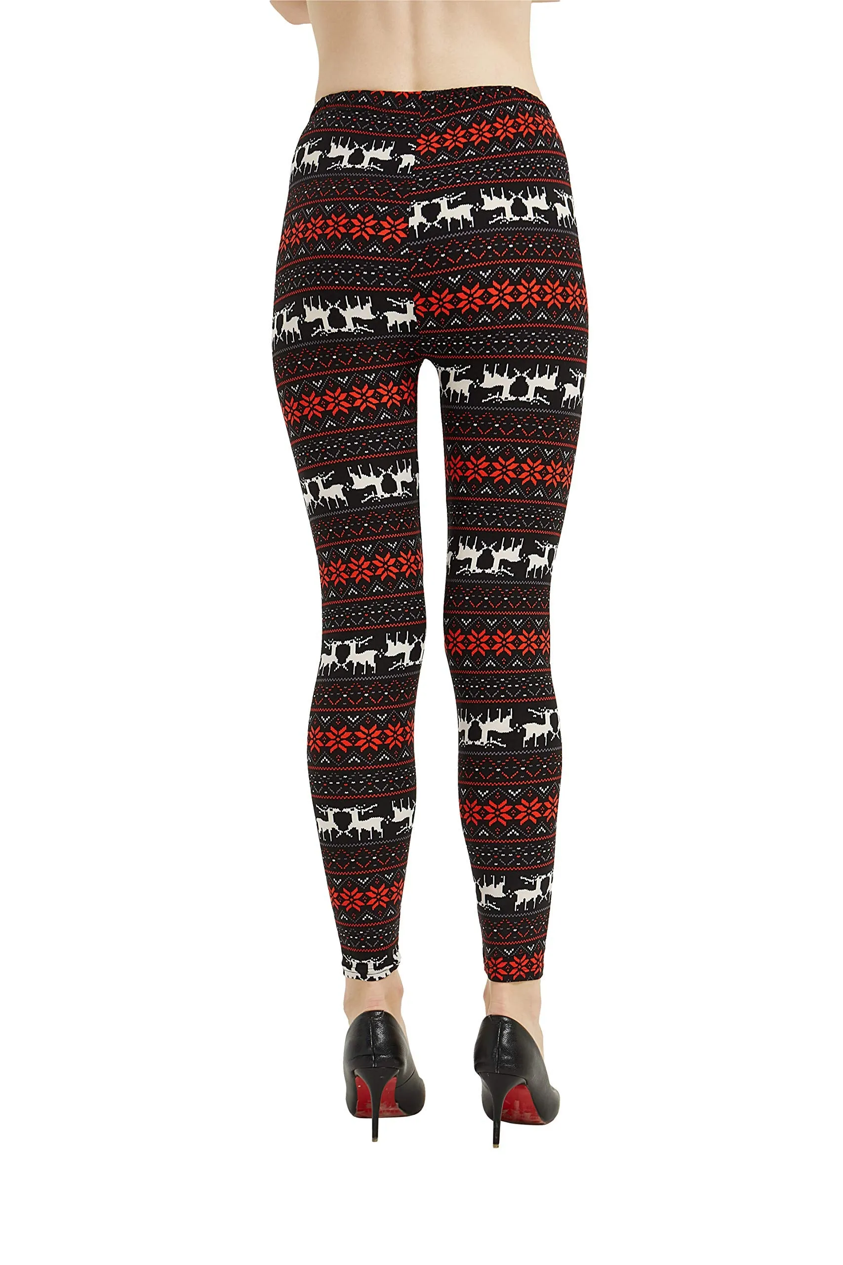 Womens Ultra Soft Christmas Printed Stretchy Leggings Pants