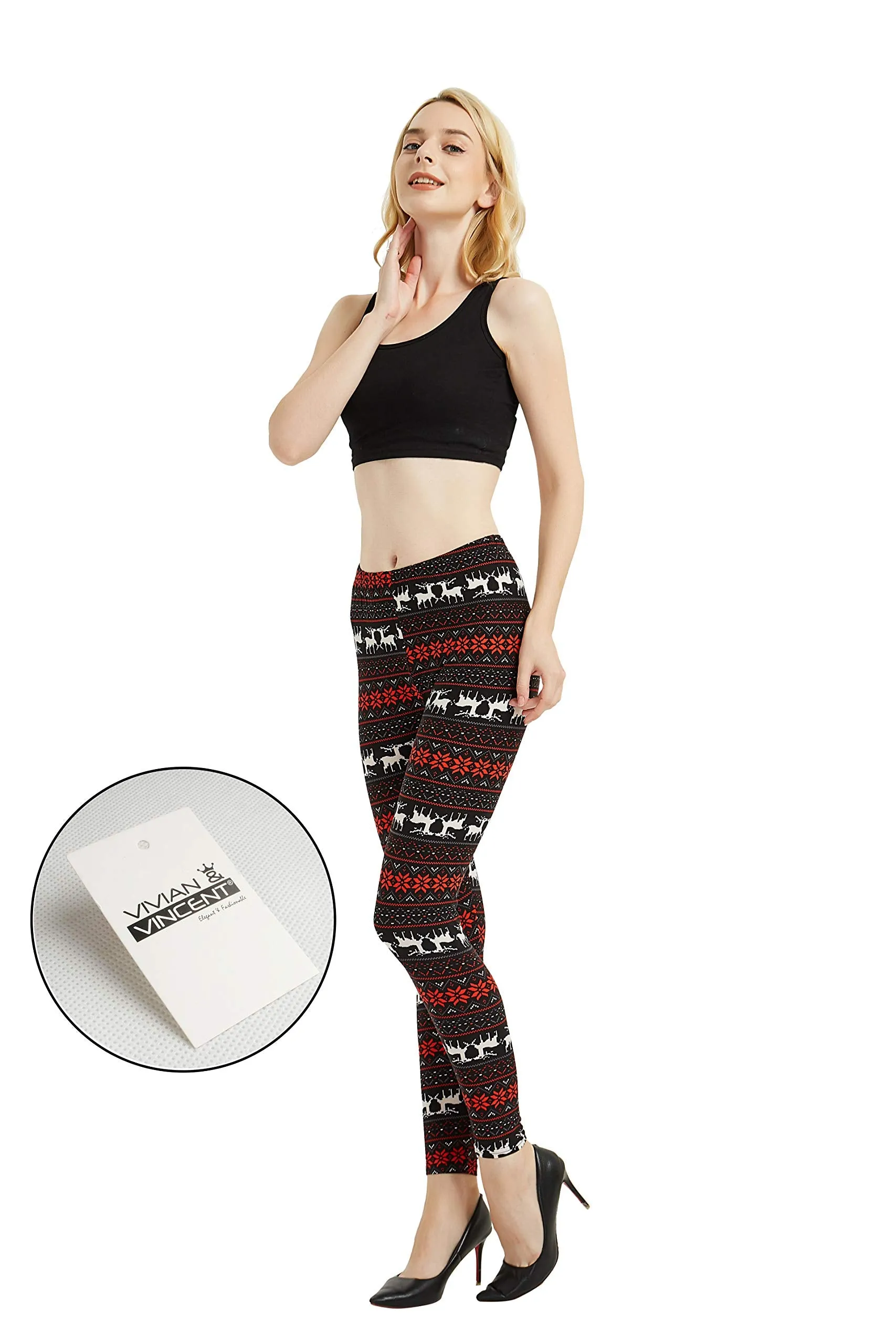 Womens Ultra Soft Christmas Printed Stretchy Leggings Pants