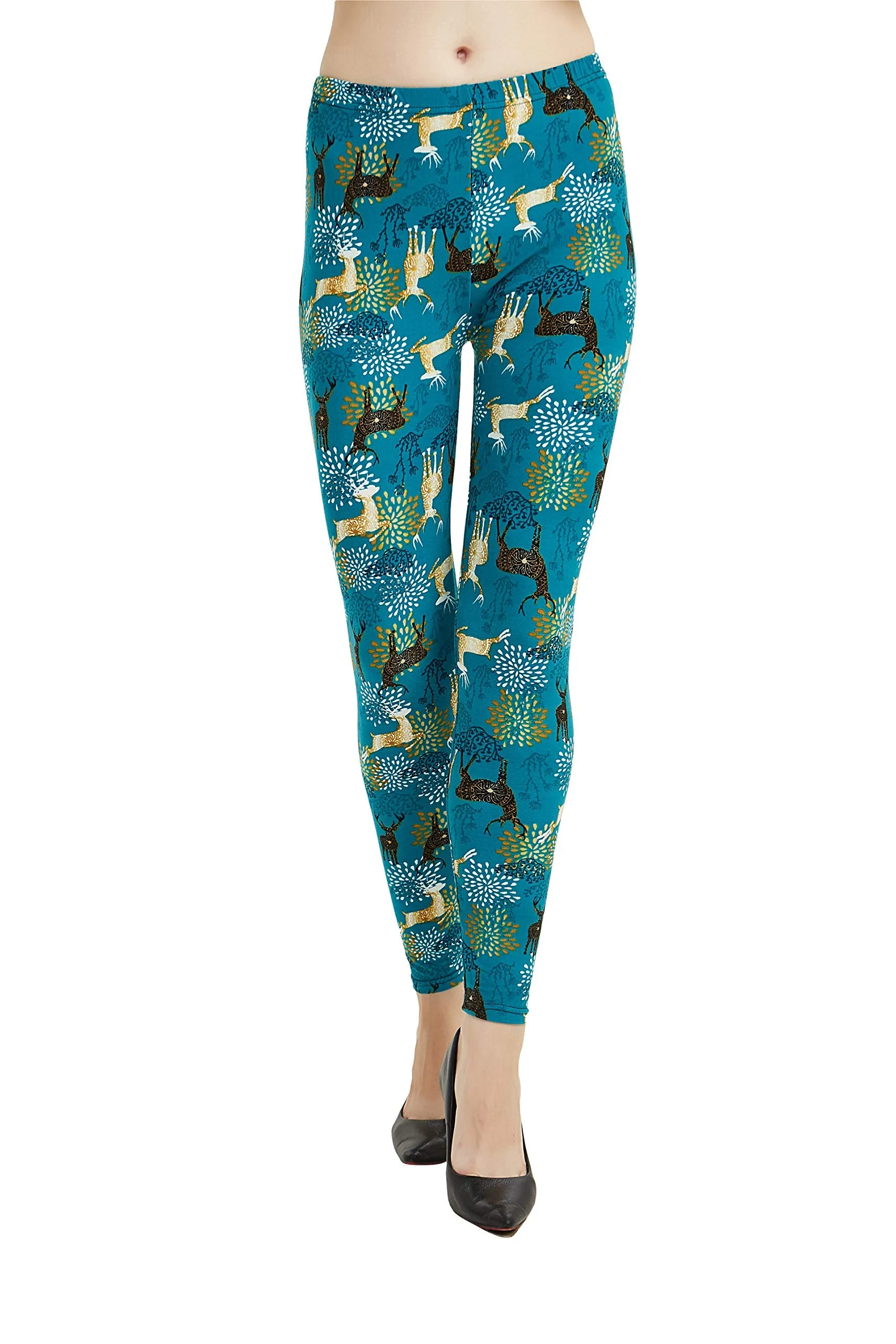 Womens Ultra Soft Christmas Printed Stretchy Leggings Pants