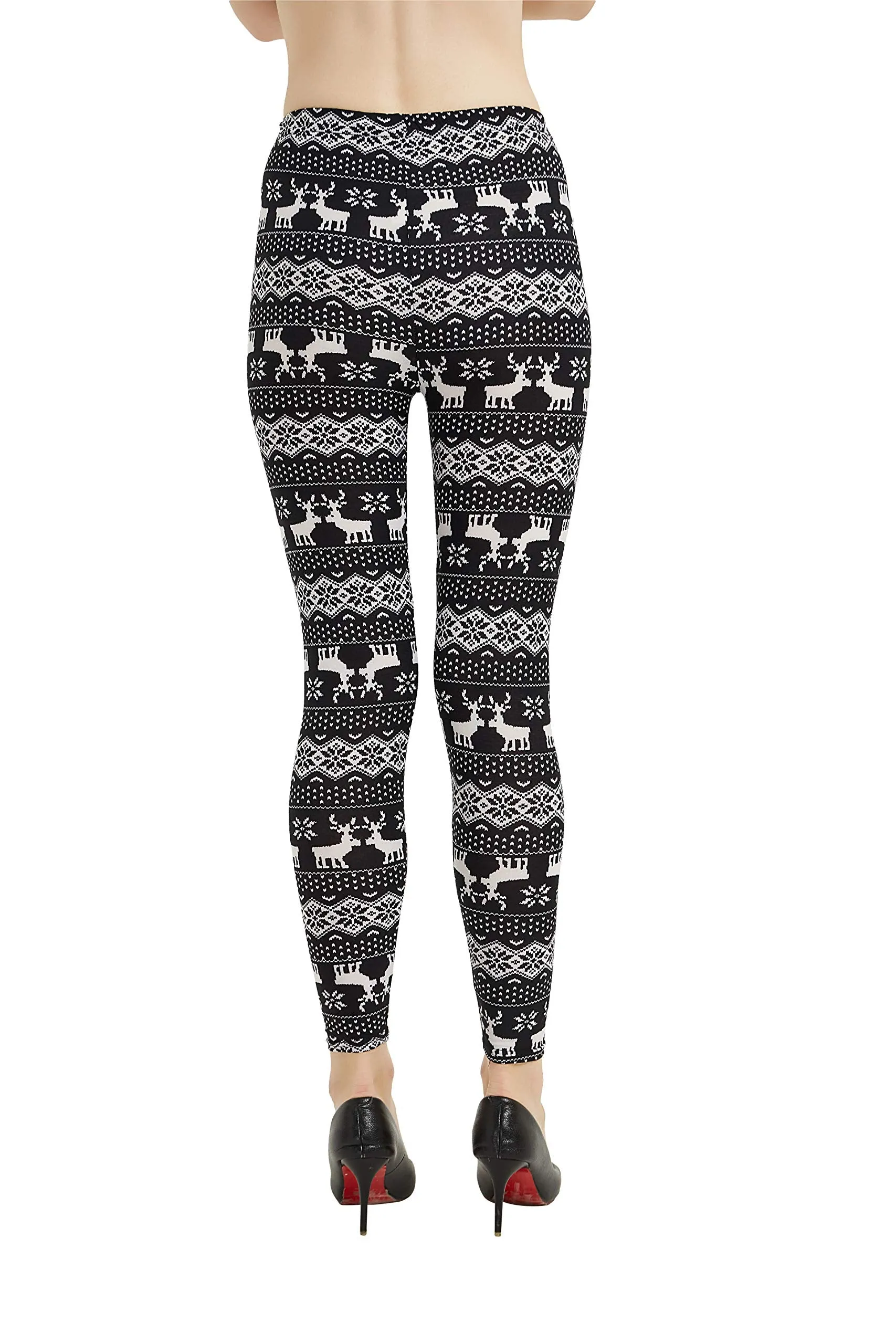 Womens Ultra Soft Christmas Printed Stretchy Leggings Pants