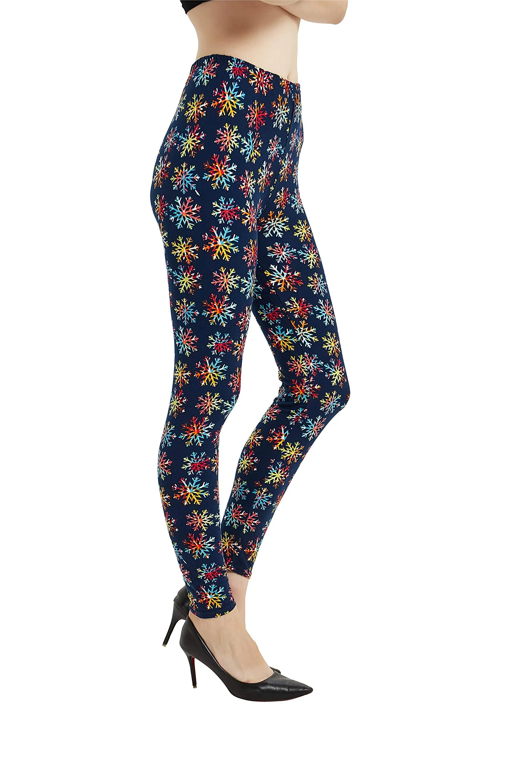 Womens Ultra Soft Christmas Printed Stretchy Leggings Pants