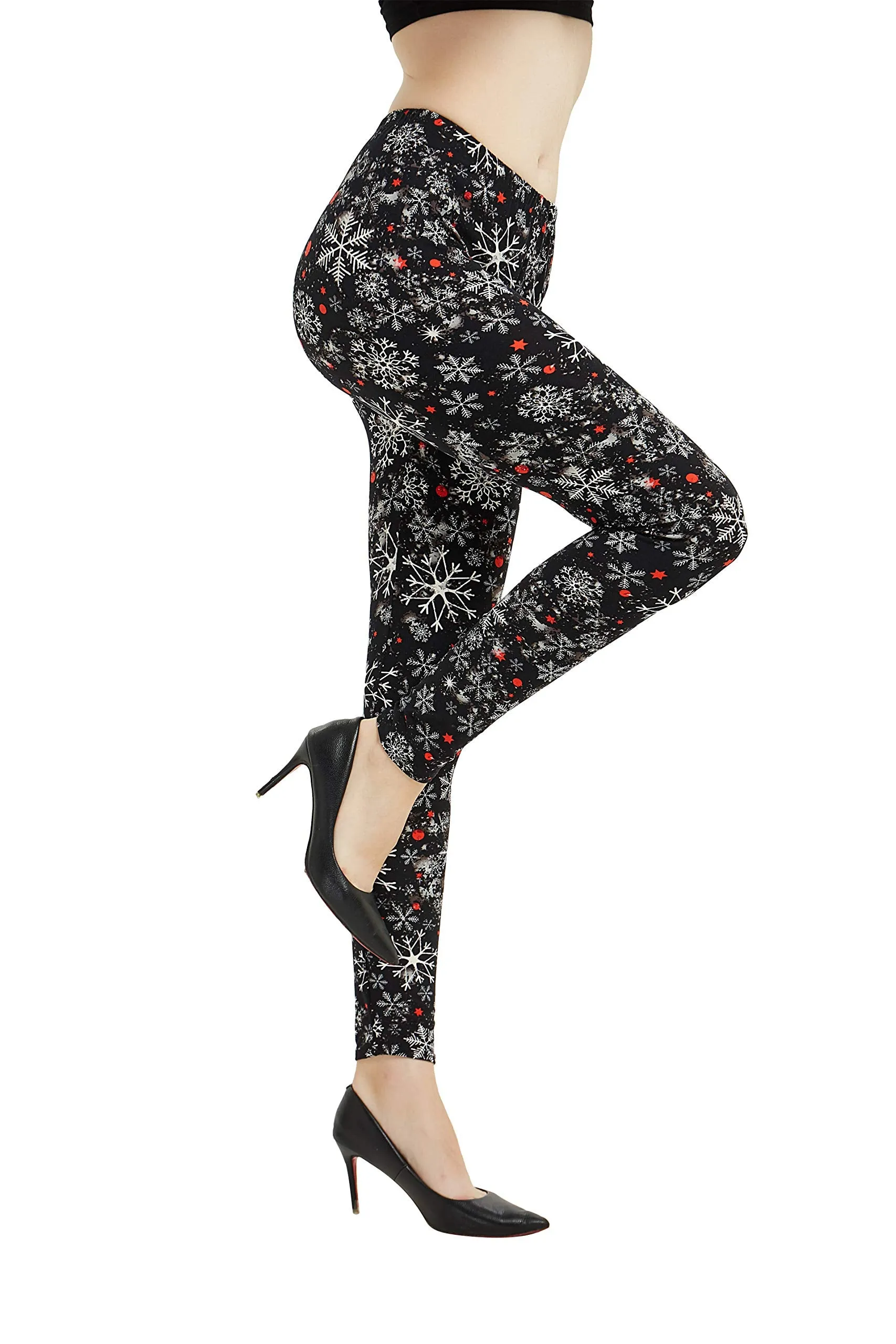 Womens Ultra Soft Christmas Printed Stretchy Leggings Pants