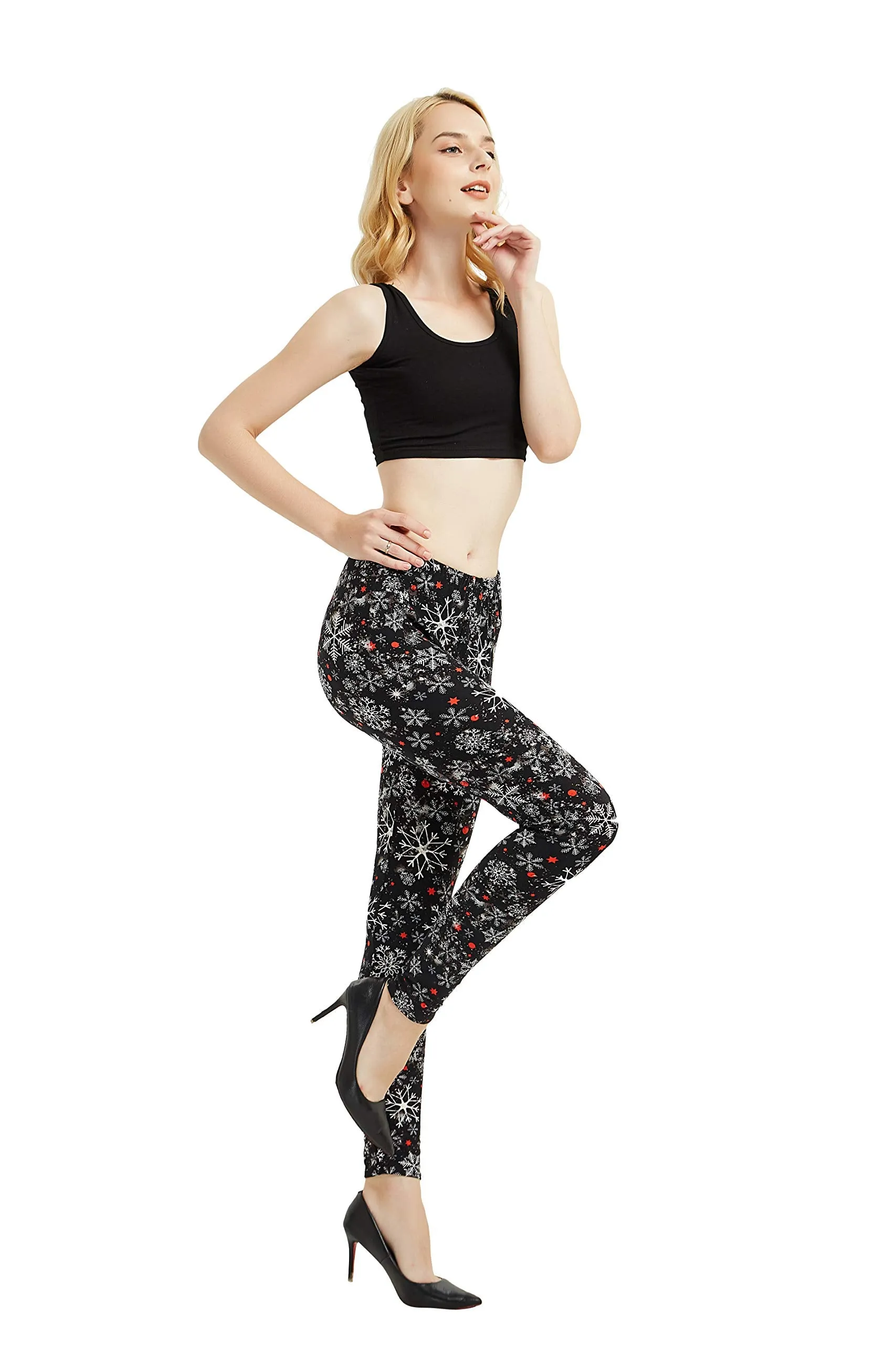 Womens Ultra Soft Christmas Printed Stretchy Leggings Pants