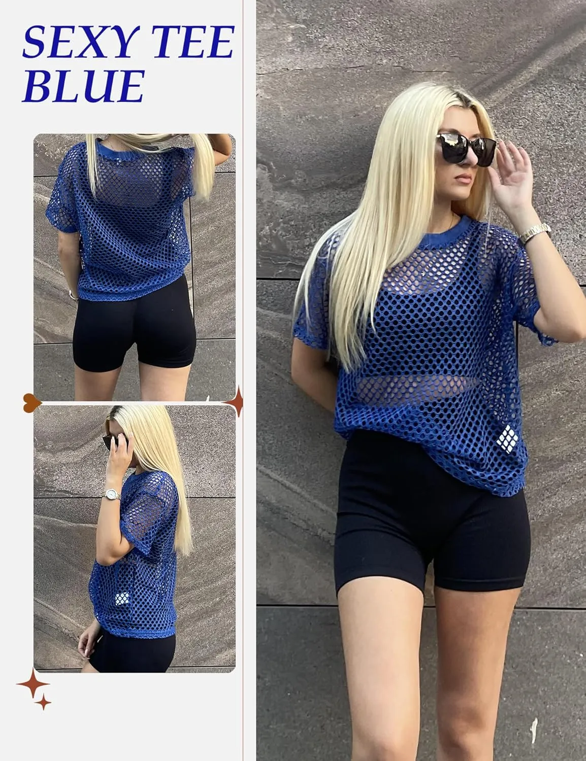 Zeagoo Mesh T Shirts Short Sleeve Hollow Out Shirts